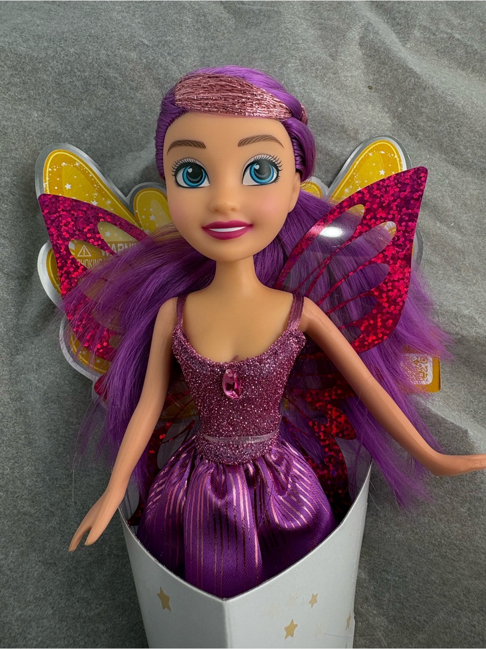 NIB ZURU Sparkle Girlz Fairy Princess Purple Doll Cone Toy Gift